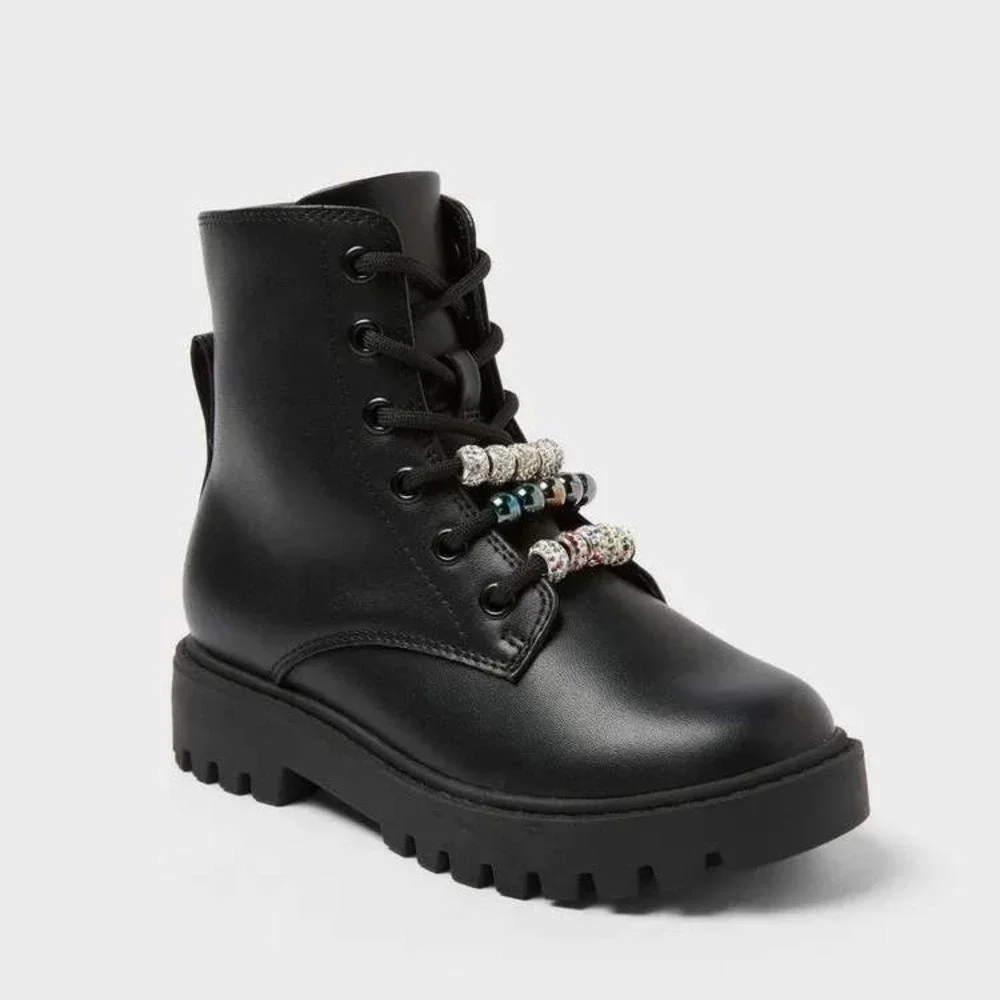 Kids' Bronx Combat Boots by art class Black Size 1 New With Tags